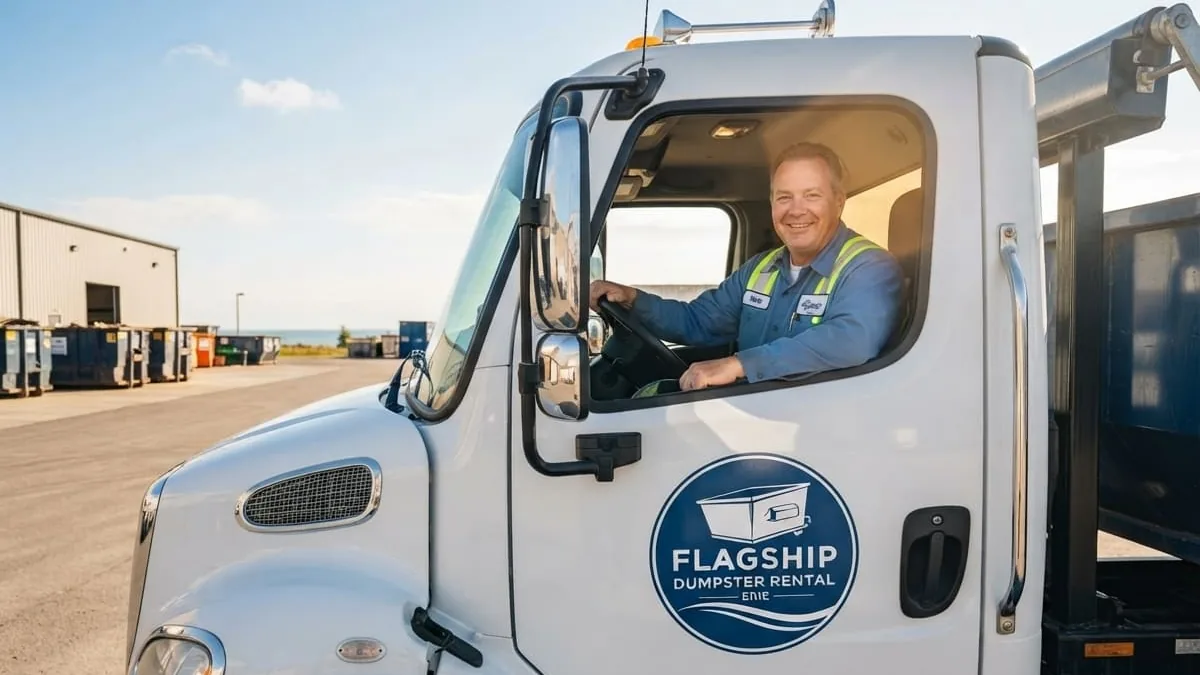 Roll-off dumpster rental in Albion, PA delivered by Flagship Dumpster Rental Erie